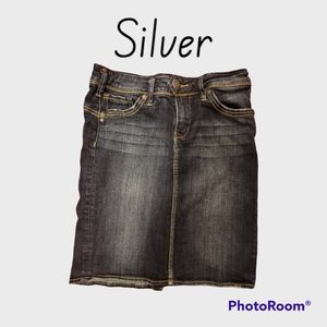 Silver Jean Skirt - distressed